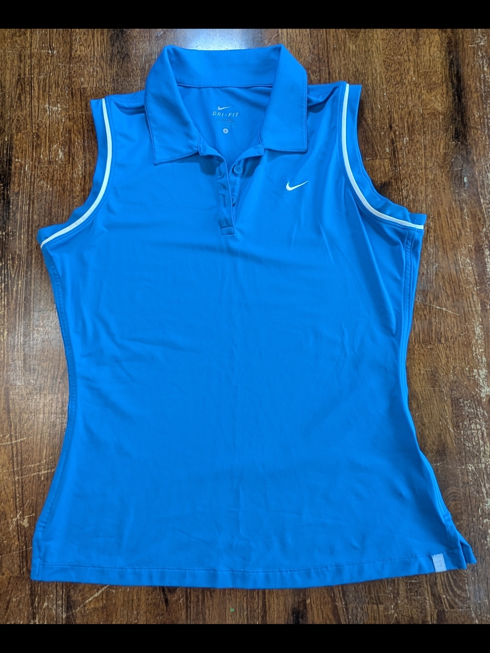 Nike Blue Sleeveless Polo Tank with White Accents
